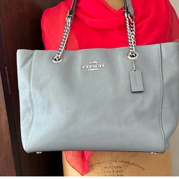 Gorgeous Coach Light Blue/Gray Leather Tote - Picture 1 of 1